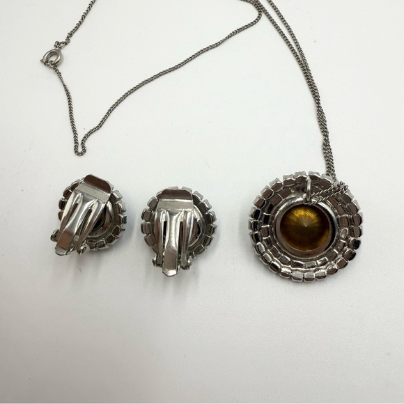 Vintage Three Sets Blue AB Crystal Rhinestones Blue Aqua Necklace and Earrings - Picture 7 of 10